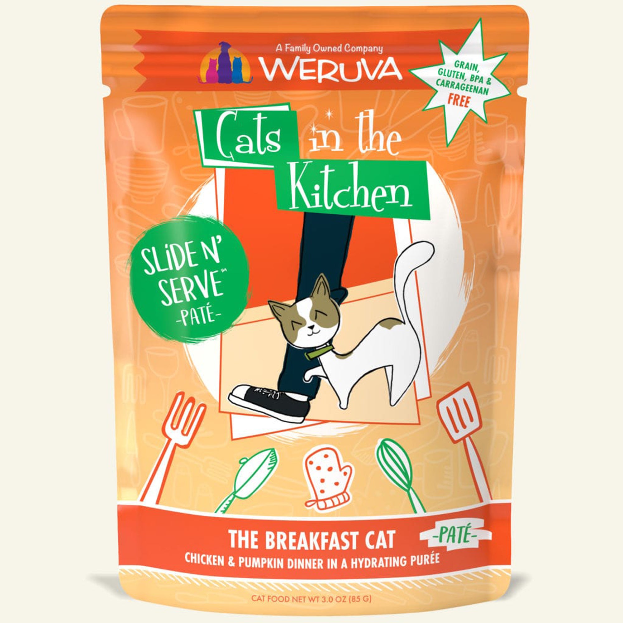 Cats in the Kitchen The Breakfast Cat Chicken & Pumpkin, 3 oz Pouch, 12 Pack
