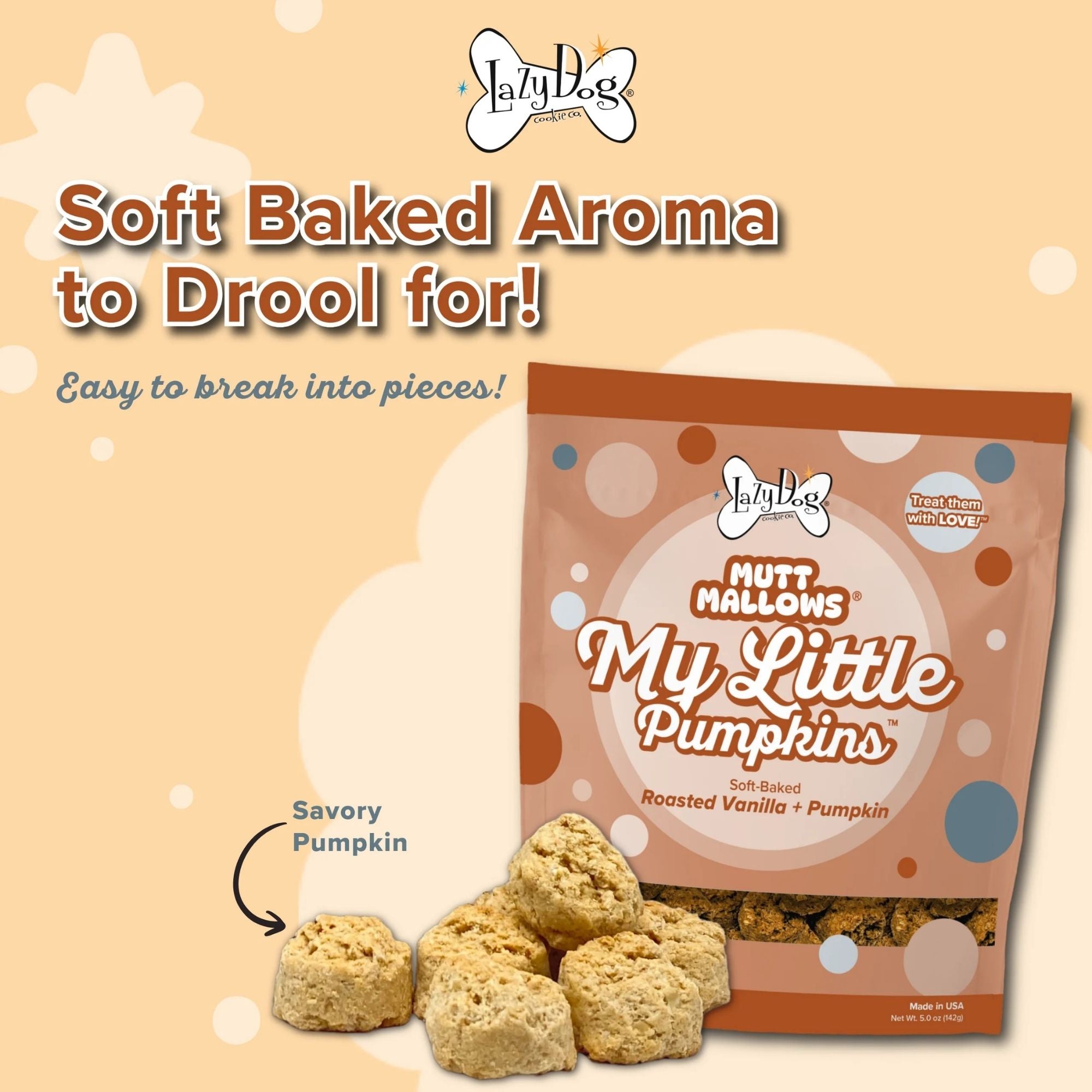 Lazy Dog Cookie Co. Mutt Mallows Pumpkin Dog Treats, 5 oz (Case of 3) - Image 3