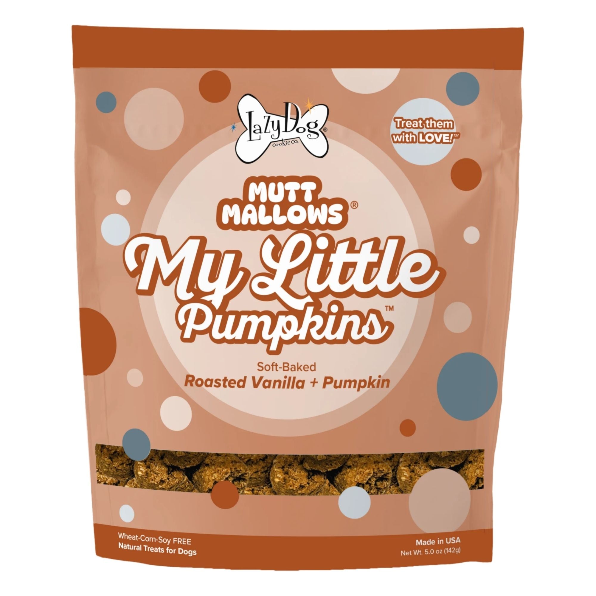 Lazy Dog Cookie Co. Mutt Mallows Pumpkin Dog Treats, 5 oz (Case of 3)