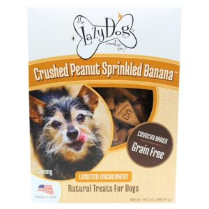 Lazy Dog Cookie Co. Grain-Free Crushed Peanut Sprinkled Banana Dog Treats, 14 oz