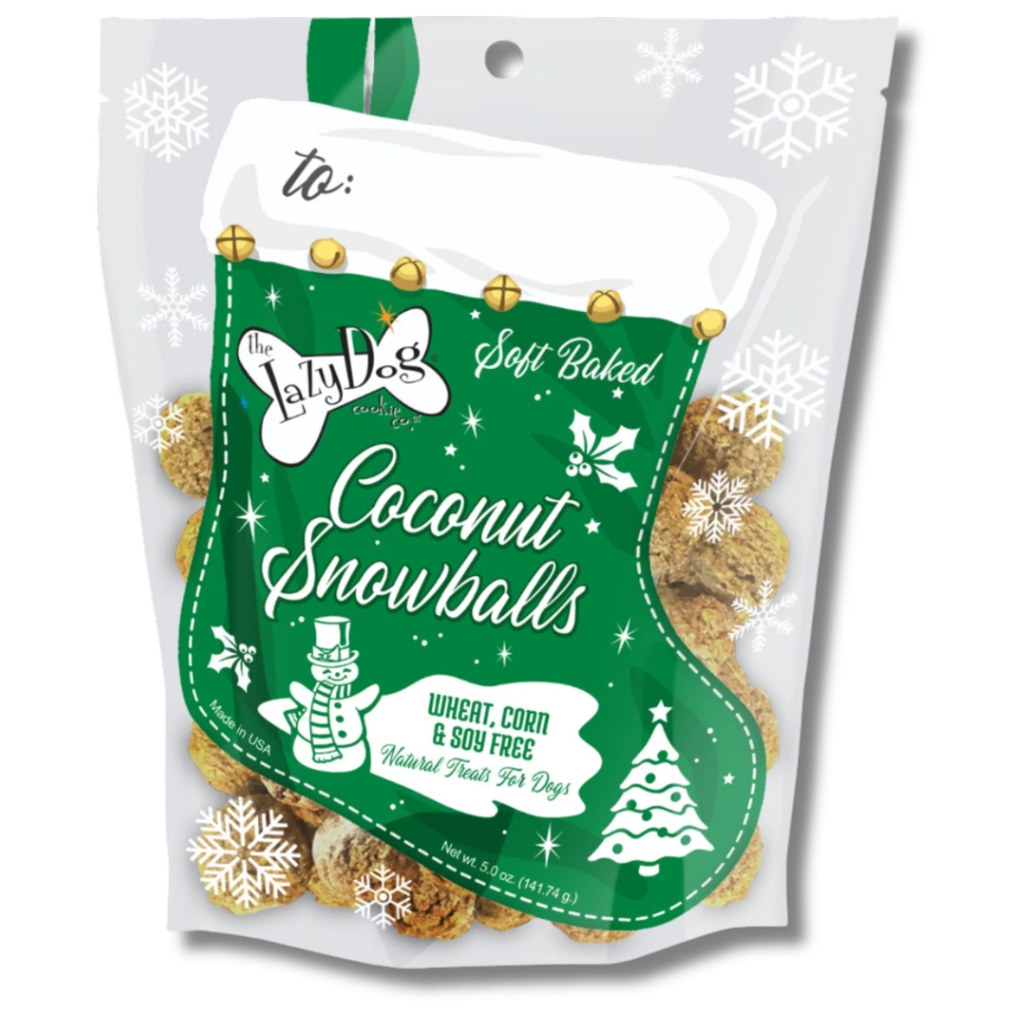 Lazy Dog Cookie Co. Holiday Coconut Snowball Dog Treats, 5 oz