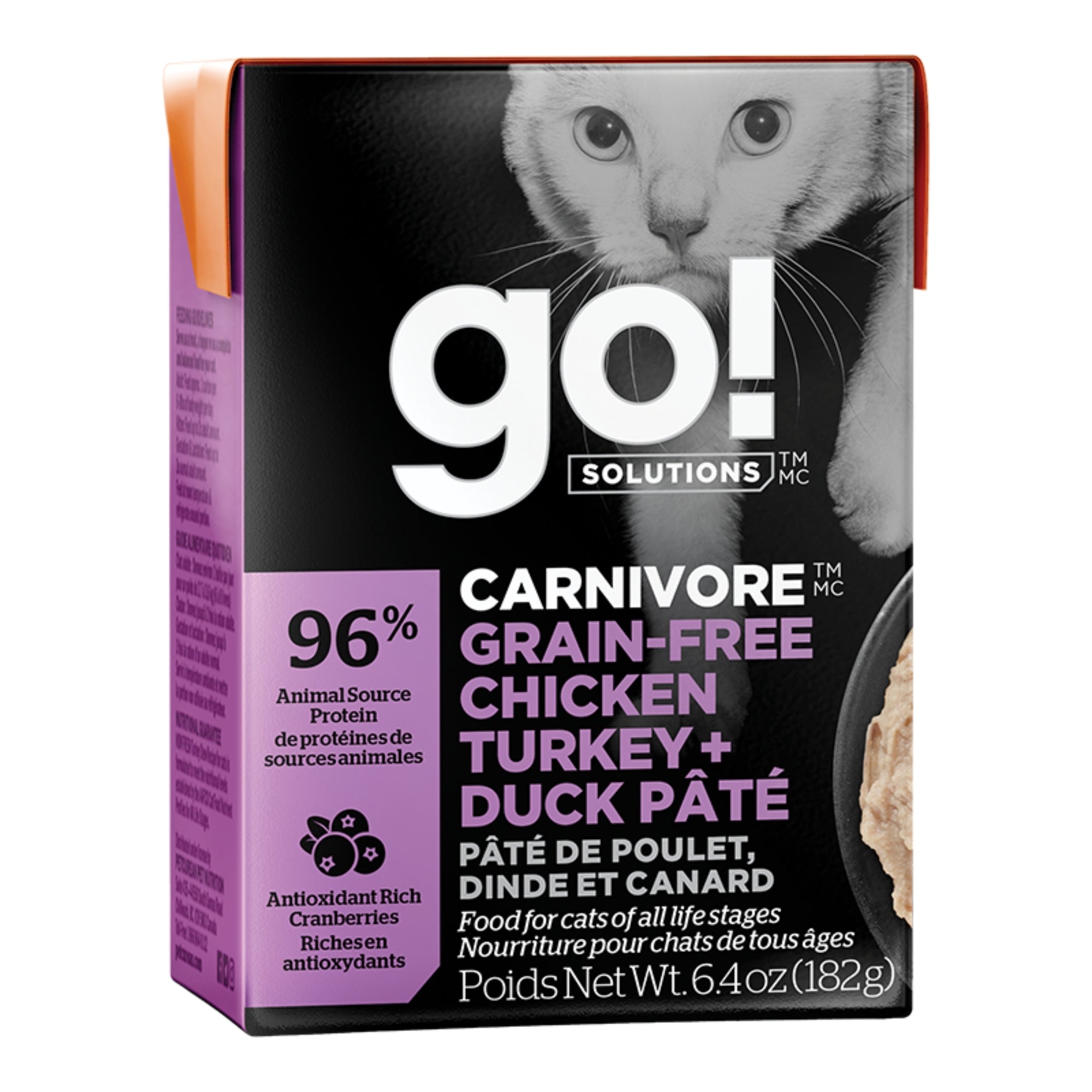 Go! Solutions Carnivore Grain-Free Pâté, Chicken, Turkey & Duck, 6.4 oz, 24 Pack