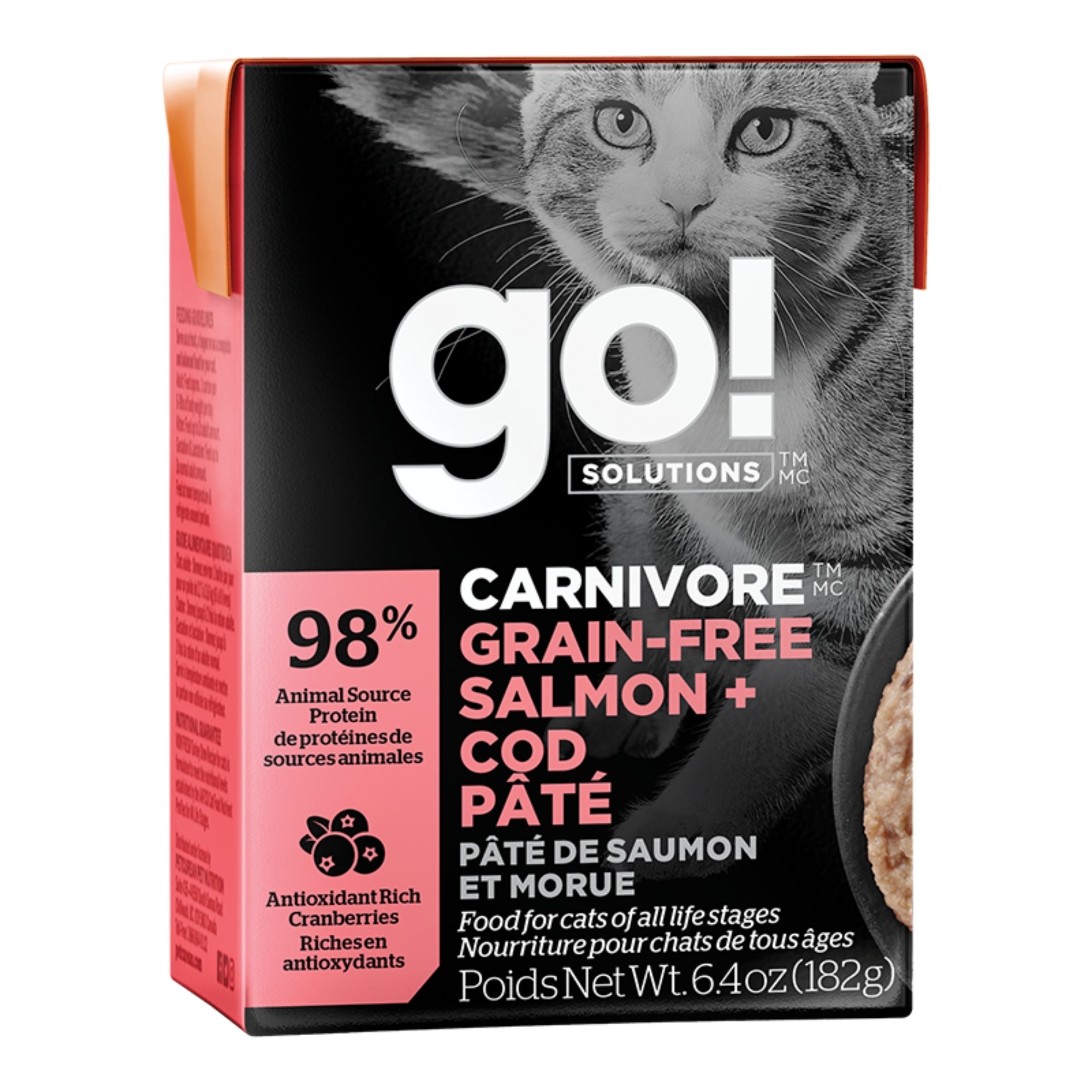 Go! Solutions Carnivore Grain-Free Pâté, Salmon & Cod, 6.4 oz (Case of 24)