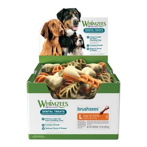 WHIMZEES Brusheez, Large Natural Dental Dog Chews, 30 Count