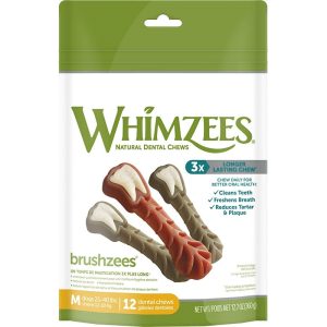 WHIMZEES Brushzees, Medium Dental Chews, 12.7 oz