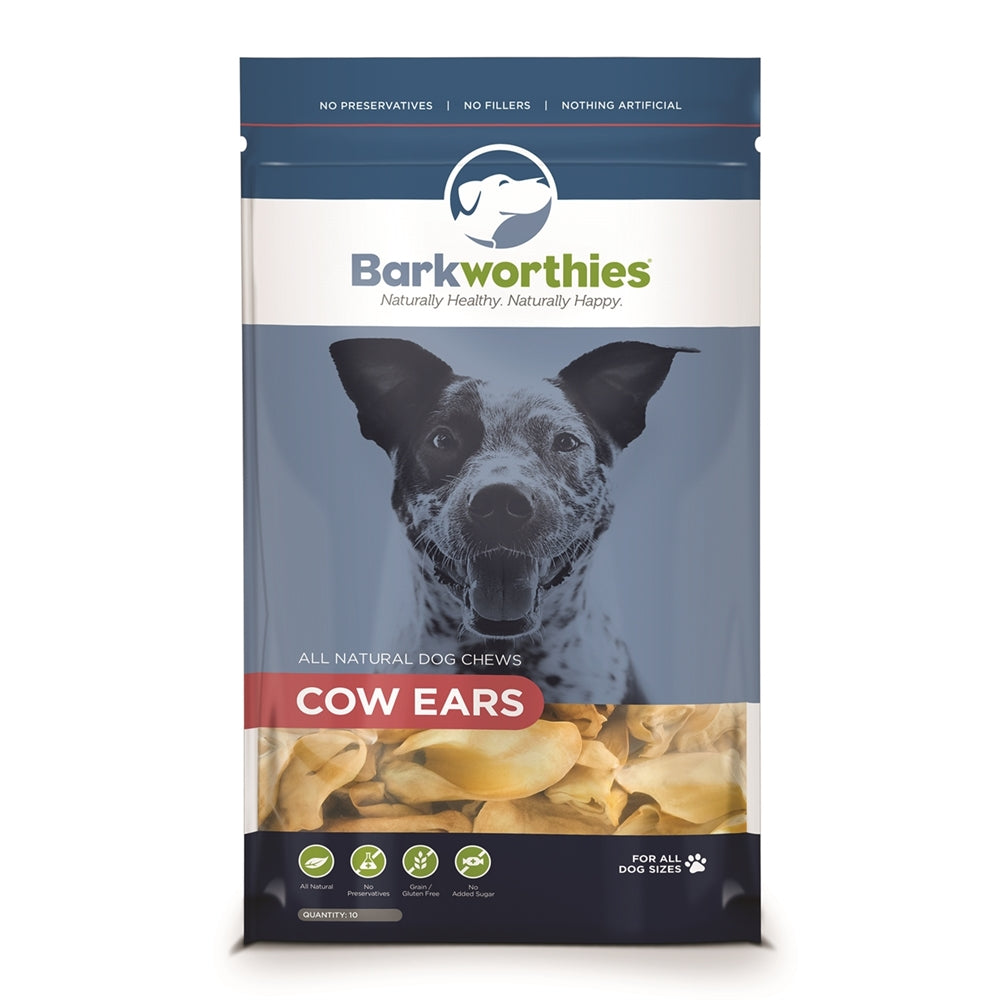 Barkworthies Cow Ears Dog Chews, 10 Count
