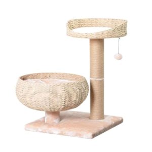 PetPals Cozy V2 2-Level Cat Tree Beige and Cream 29 in