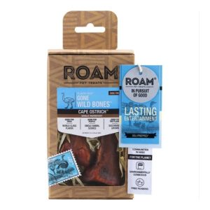 Roam Gone Wild Bones Ostrich Dog Chews, 2 Pack