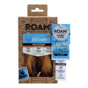 Roam Ossy Chops Ostrich Dog Chews, 2 Pack