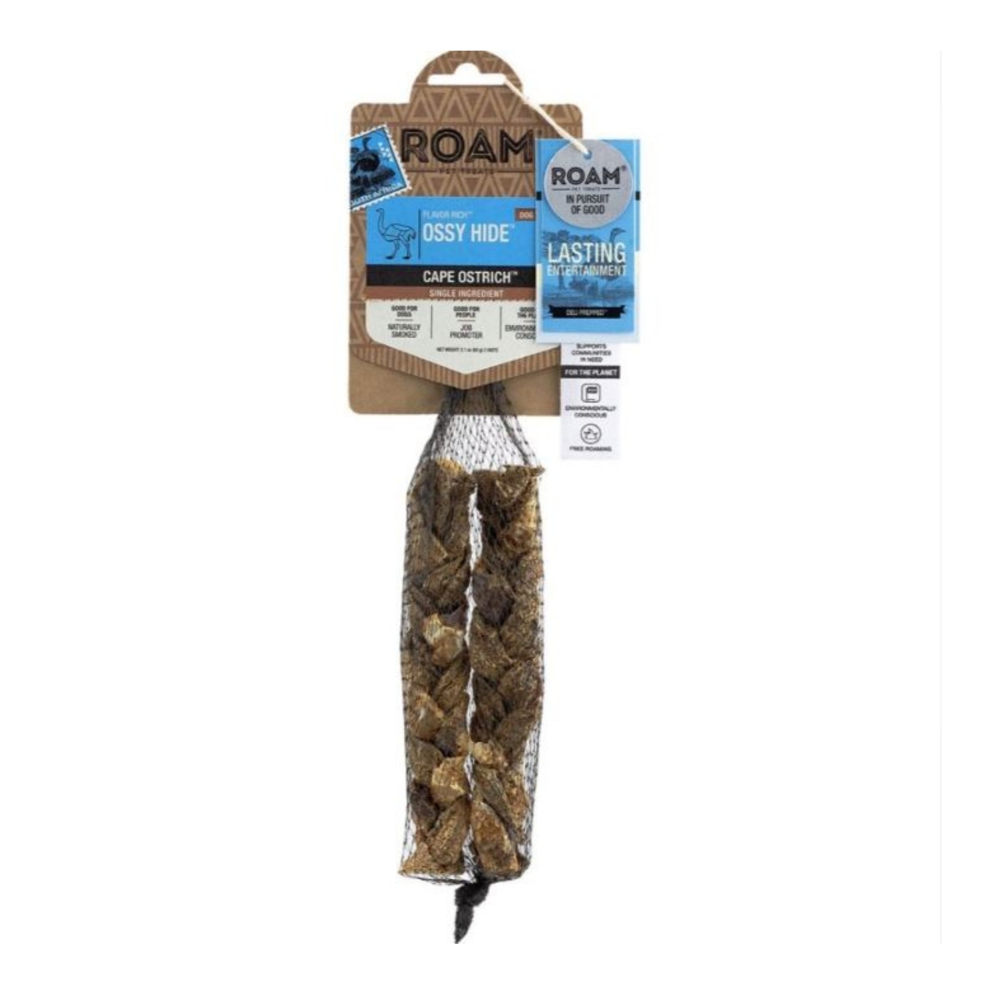Roam Ossy Hides Ostrich Dog Chews, 2 Pack
