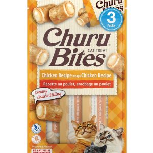 Inaba Churu Bites Cat Treats, Chicken, 0.35 oz 3 Pack (Case of 6)