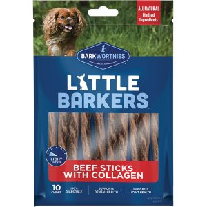 Barkworthies Little Barkers Beef Sticks with Collagen Dog Chews, 10 Count
