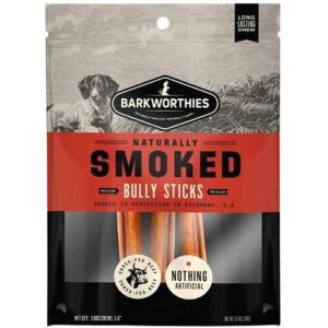 Barkworthies Smoked Bully Sticks, Medium Dog Chews, 3 Count