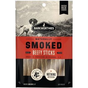 Barkworthies Smoked Beefy Sticks, Medium Dog Chews, 15 Count