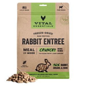 Vital Essentials Freeze-Dried Raw Rabbit Mini Nibs Dog Food, 14 oz