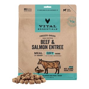 Vital Essentials Freeze-Dried Raw Beef & Salmon Soft Nibs Dog Food, 14 oz