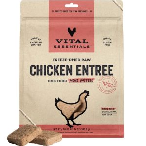 Vital Essentials Freeze-Dried Raw Chicken Mini Patties Dog Food, 14 oz