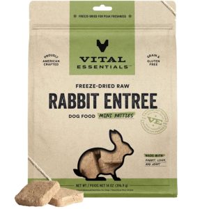 Vital Essentials Freeze-Dried Raw Rabbit Mini Patties Dog Food, 14 oz