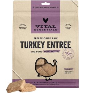 Vital Essentials Freeze-Dried Raw Turkey Mini Patties Dog Food, 14 oz