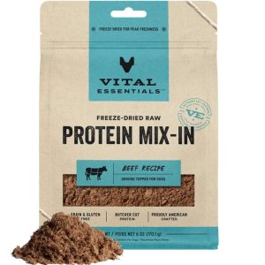 Vital Essentials Freeze-Dried Ground Beef Dog Food Topper, 6 oz