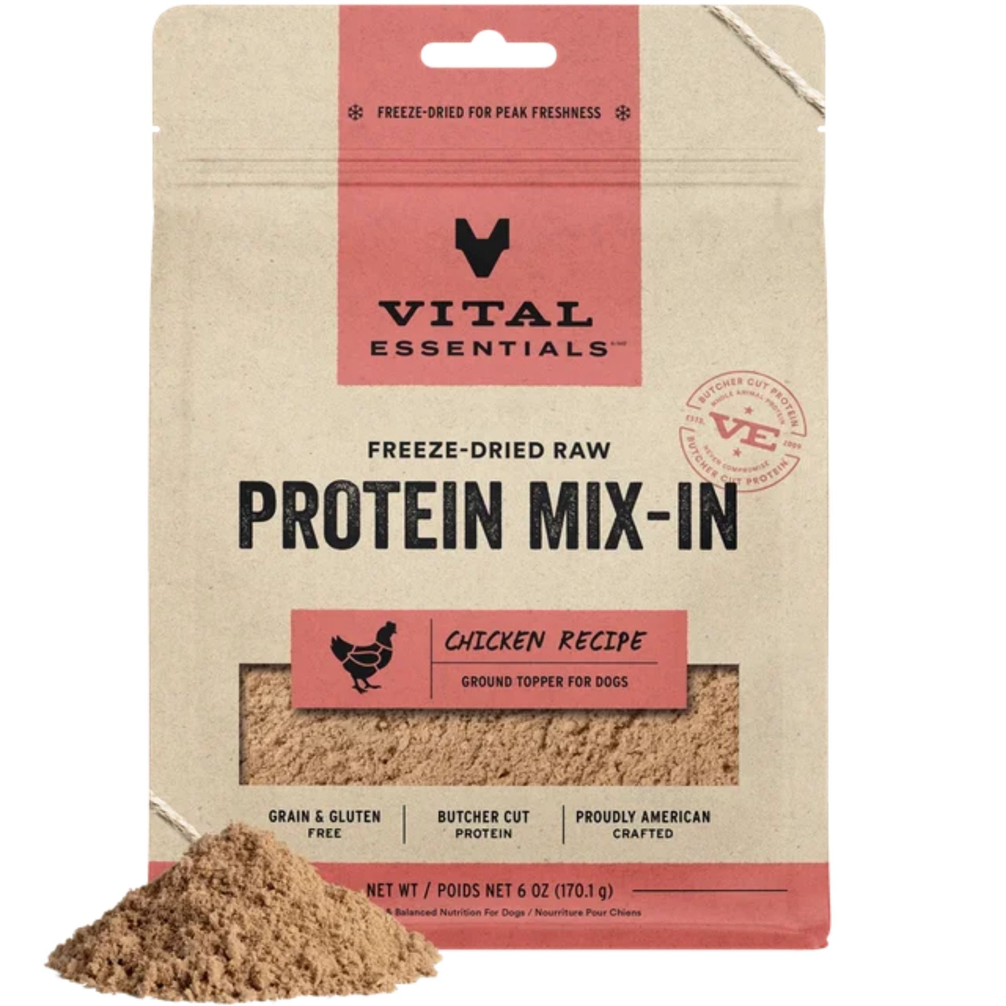 Vital Essentials Freeze-Dried Protein Mix-In Chicken Dog Food Topper, 6 oz