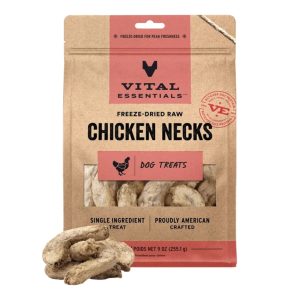 Vital Essentials Freeze-Dried Chicken Necks for Dogs, 9 oz