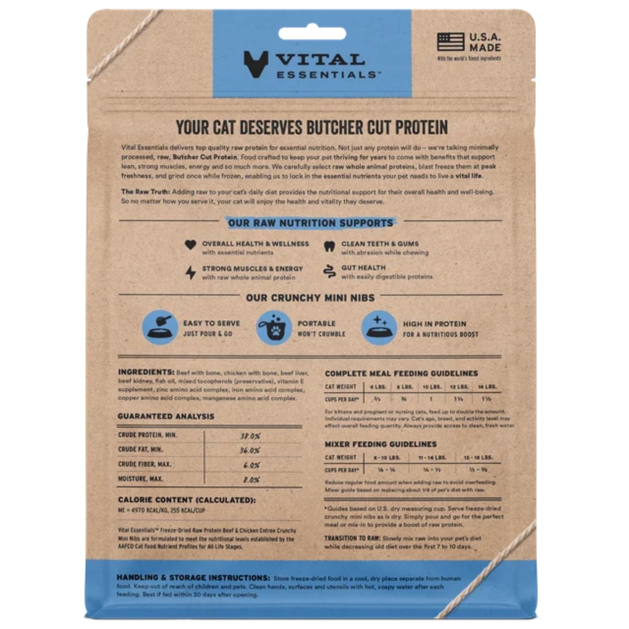 Vital Essentials Freeze-Dried Raw Beef & Chicken Entrée Mini Nibs for Cats, 8 oz - Image 2