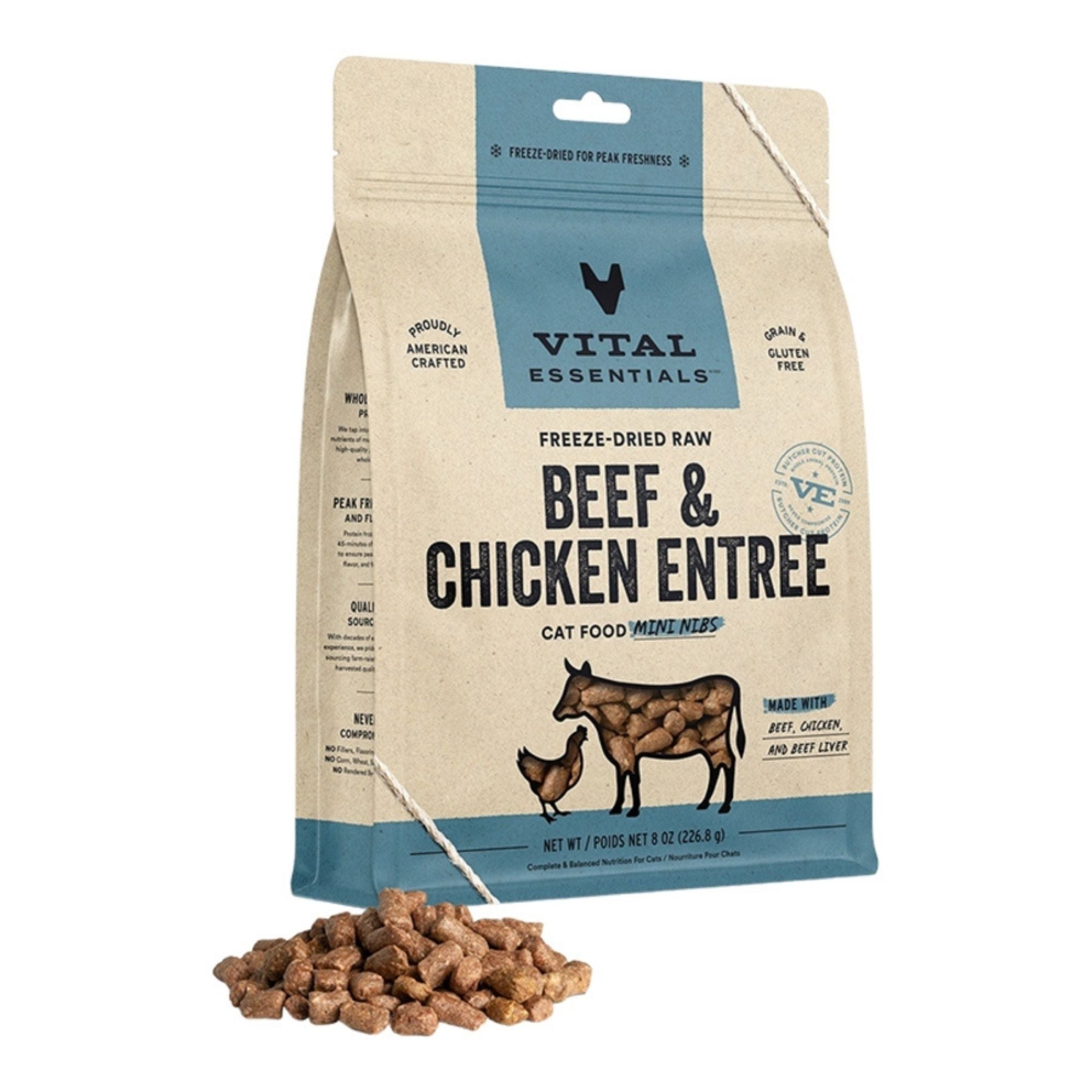 Vital Essentials Freeze-Dried Raw Beef & Chicken Entrée Mini Nibs for Cats, 8 oz - Image 3