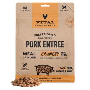 Vital Essentials Freeze-Dried Raw Pork Entrée Mini Nibs for Cats, 8 oz