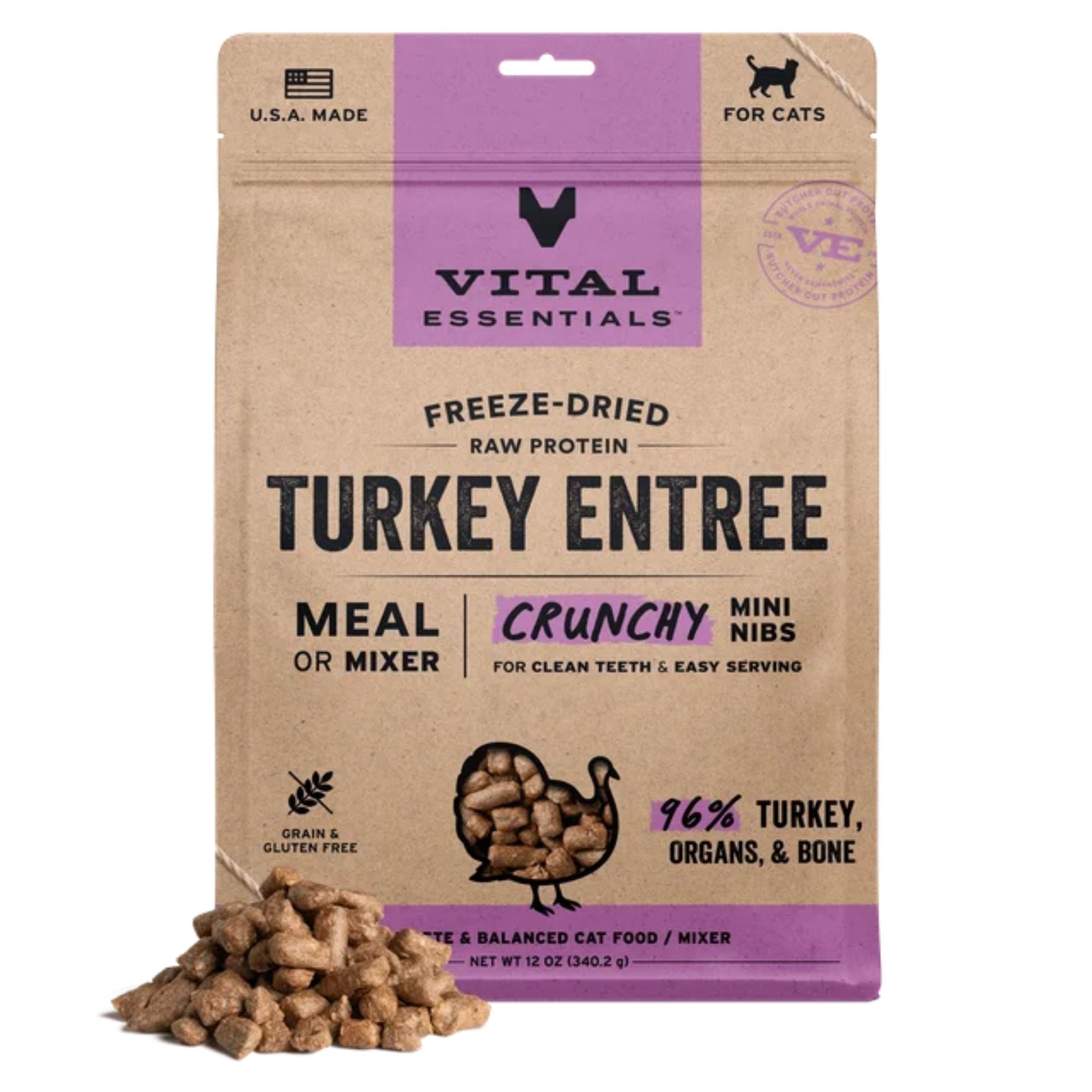 Vital Essentials Freeze-Dried Raw Turkey Mini Nibs for Cats - Image 2