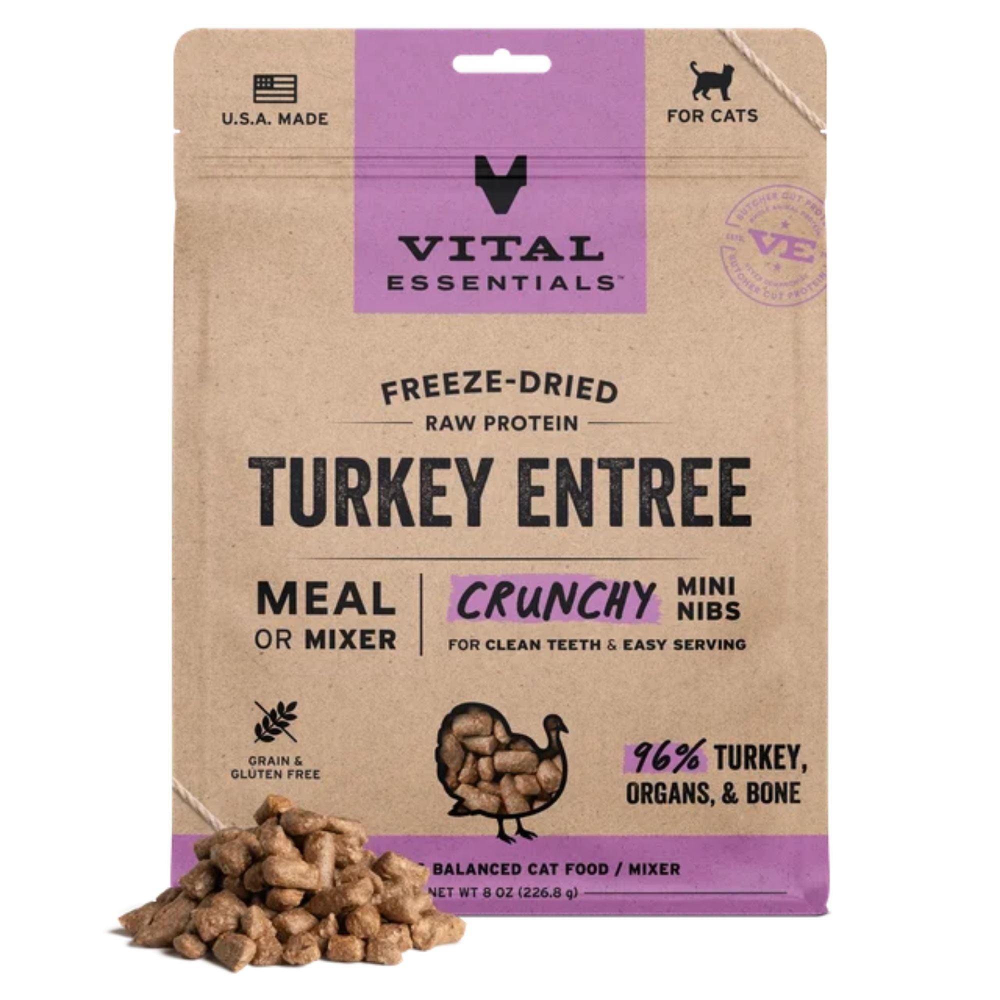 Vital Essentials Freeze-Dried Raw Turkey Mini Nibs for Cats
