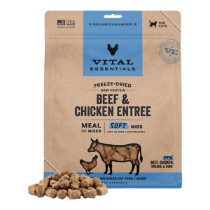 Vital Essentials Freeze-Dried Beef & Chicken Soft Nibs for Cats, 12 oz