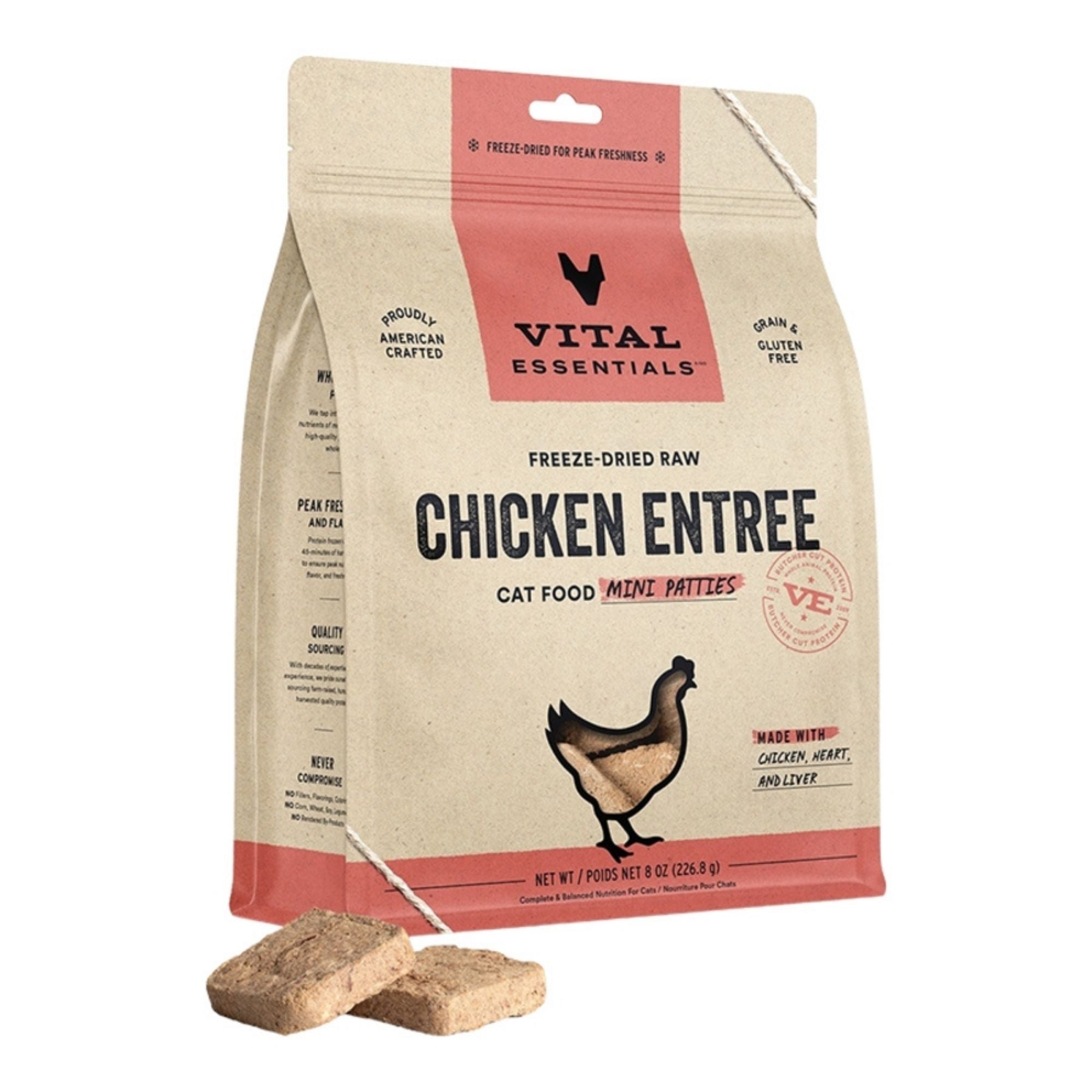 Vital Essentials Freeze-Dried Raw Chicken Entrée Mini Patties for Cats
