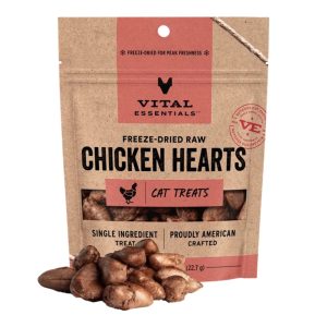 Vital Essentials Freeze-Dried Raw Chicken Hearts Cat Treats, 0.8 oz