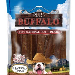 Loving Pets Pure Buffalo Backstrap Tendon, 6 in Dog Treats, 20 Pack