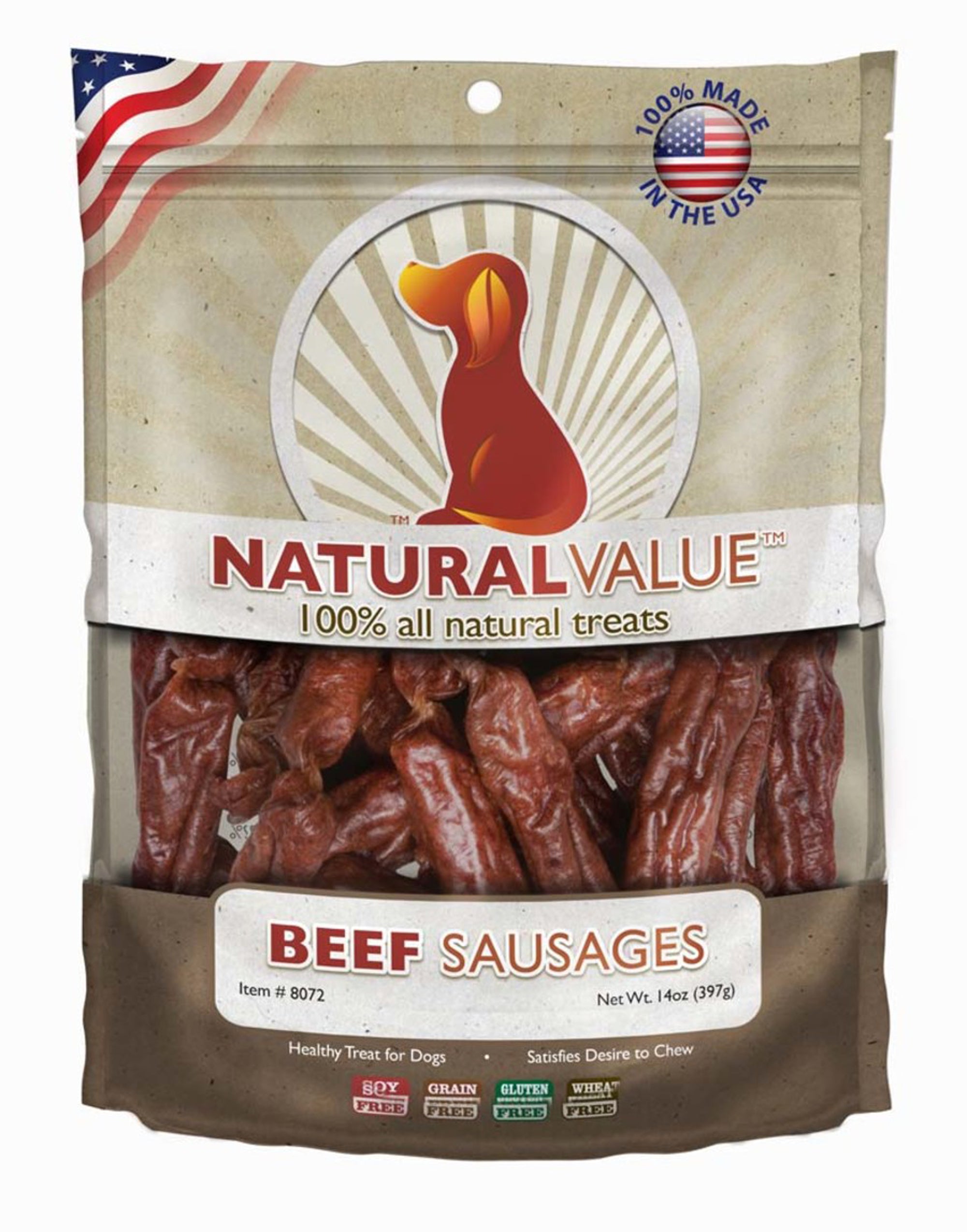 Loving Pets Natural Value Beef Sausage Dog Treats, 14 oz