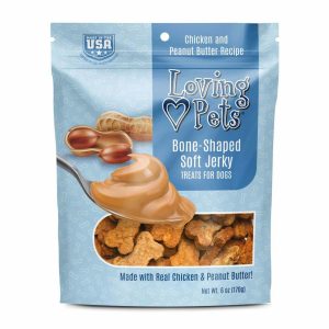 Loving Pets Bone-Shaped Soft Jerky Chicken & Peanut Butter Dog Treats, 6 oz