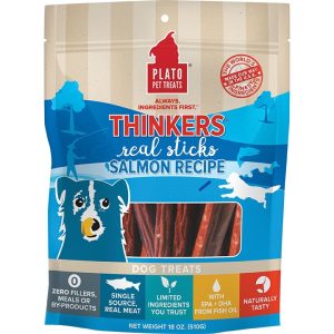 Plato Thinkers Salmon Sticks Dog Treats, 18 oz