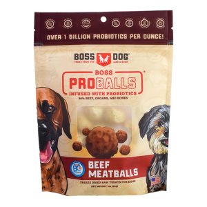 Boss Dog Freeze-Dried Raw Meatballs Beef Pouch Dog Treats, 3 oz, 3 Pack