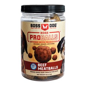 Boss Dog Freeze-Dried Raw Meatballs Beef Jar Dog Treats, 6 oz, 3 Pack