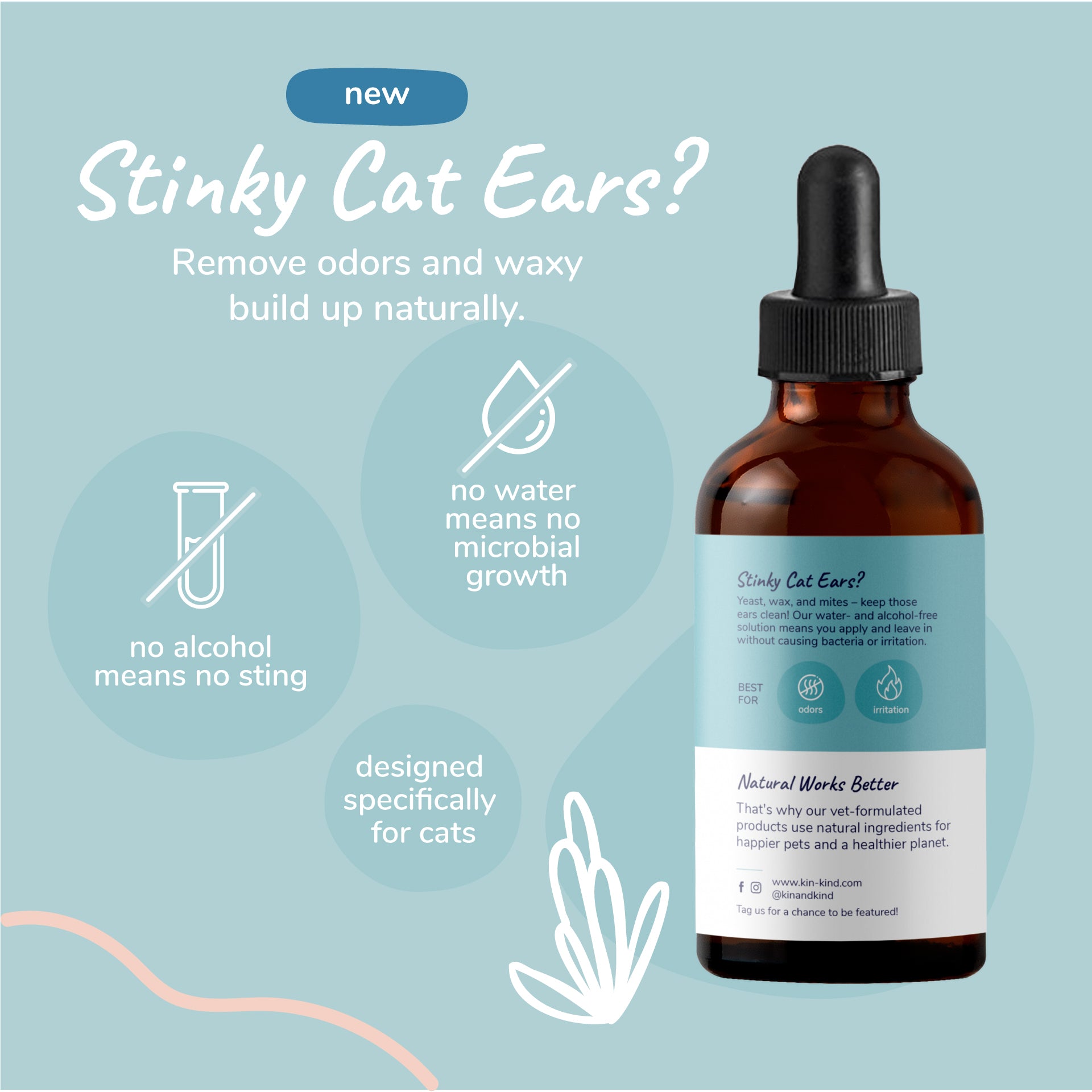 Kin+Kind Natural Kitty Ear Cleaner 4oz. - Image 4