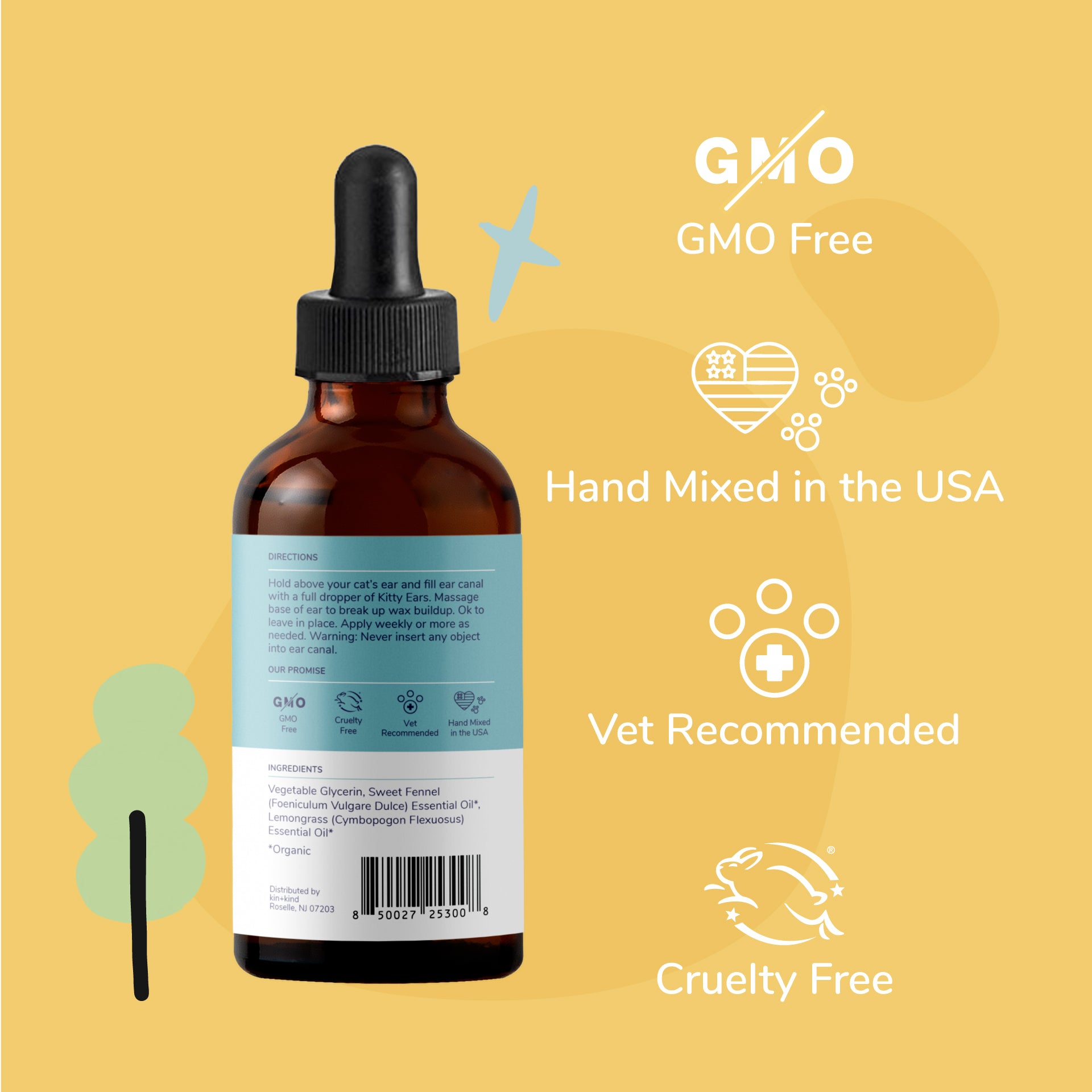 Kin+Kind Natural Kitty Ear Cleaner 4oz. - Image 5