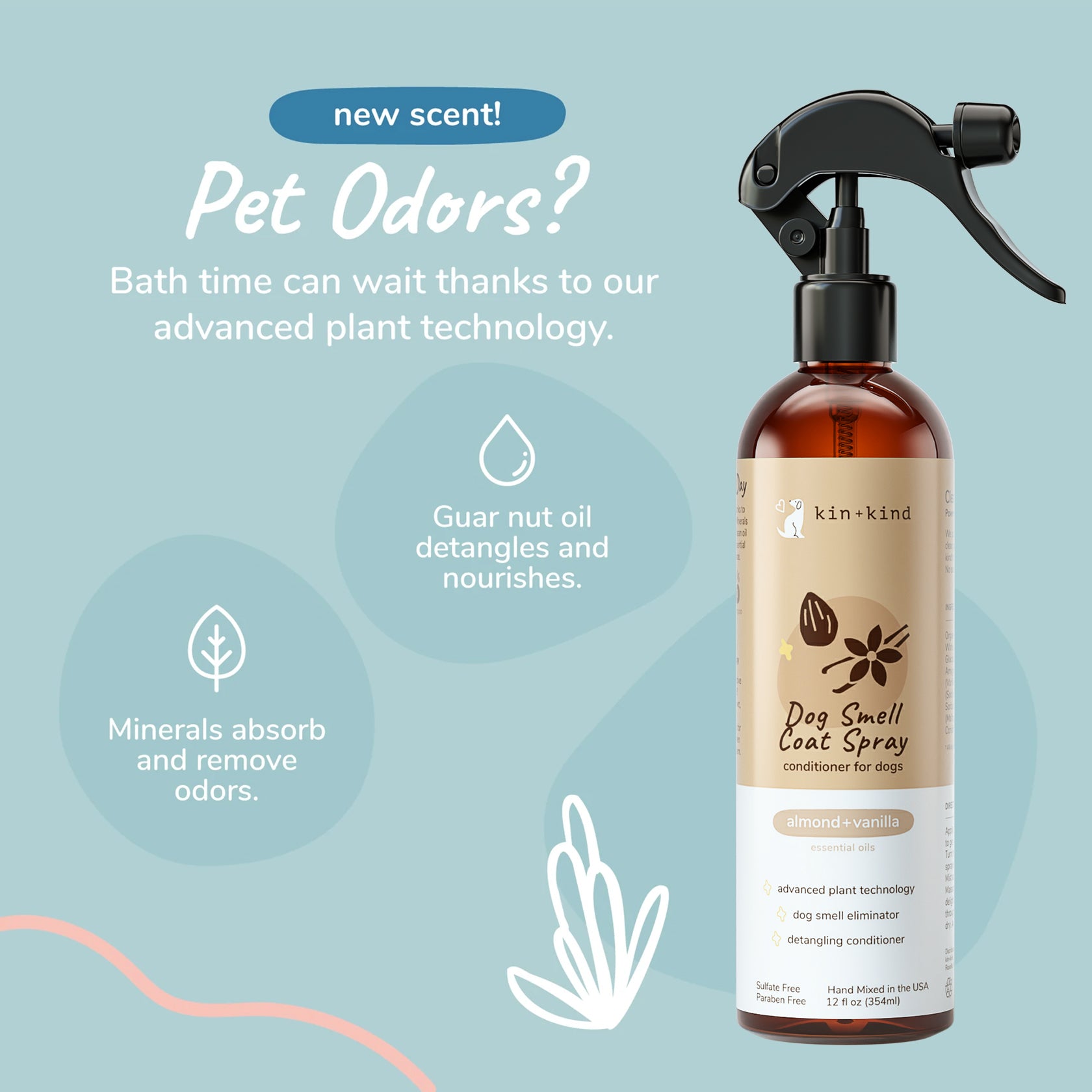 Kin+Kind Dog Smell Natural Coat Spray Almond Vanilla 12oz. - Image 6