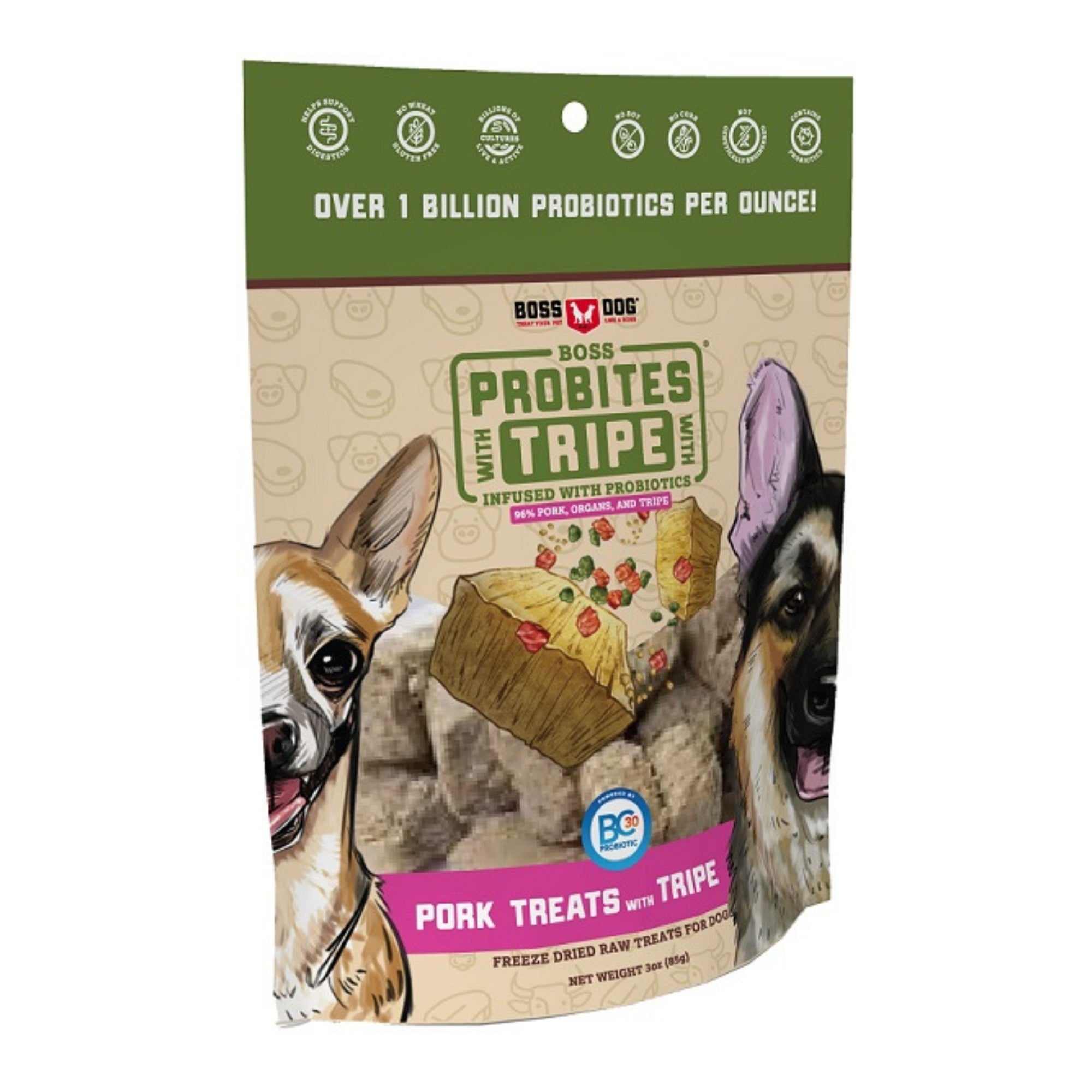 Boss Dog ProBites Pork with Tripe Dog Treats, 3 oz, 3 Pack
