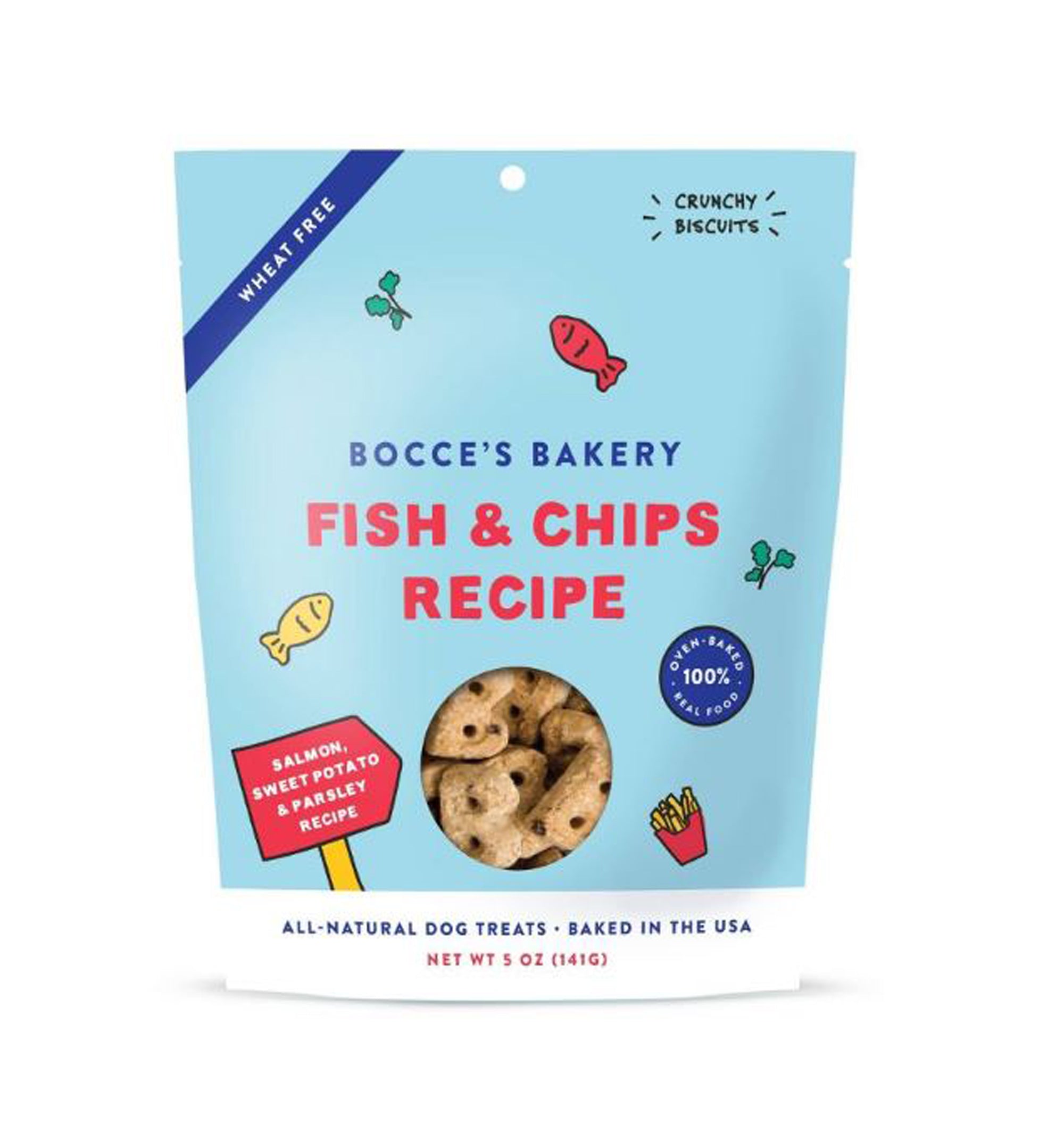 Bocce's Bakery Fish Chips Dog Treats, 5 oz