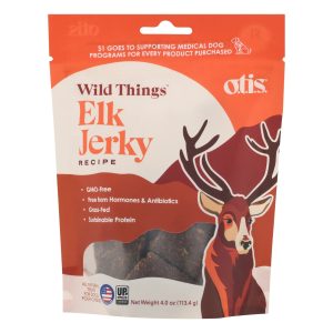 O.T.I.S. Wild Things Elk Jerky Dog Treats, 4 oz