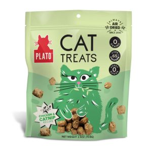 Plato Grain-Free Air-Dried Cat Treats, Chicken & Catnip, 2.5 oz