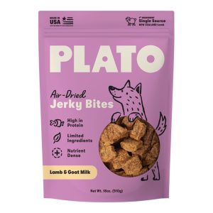 Plato Jerky Bites Lamb with Goat Milk Dog Treats, 18 oz