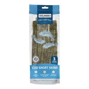 Icelandic+ Short Cod Skin Strips Dog Treats, 3 Pack