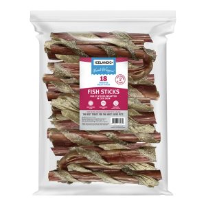 Icelandic+ Bully Stick Wrapped with Fish Skin Bulk Dog Treats